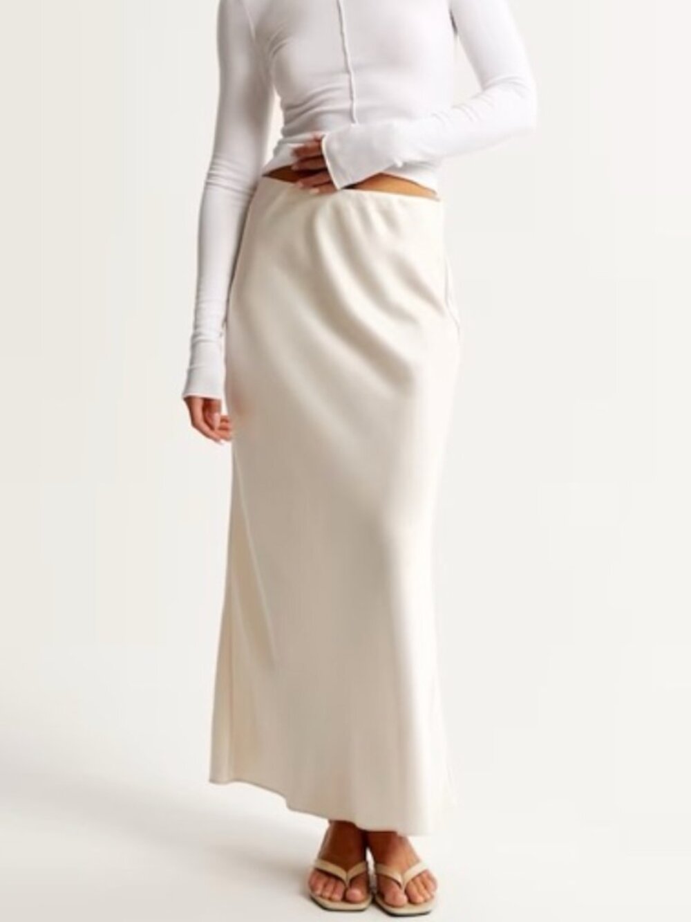 Reformation Satin Cream Slip Skirt Sz 10
